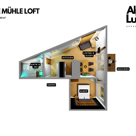 Apartmán Alte Muehle Loft - An Alpenluxus Appartement, Tyrol